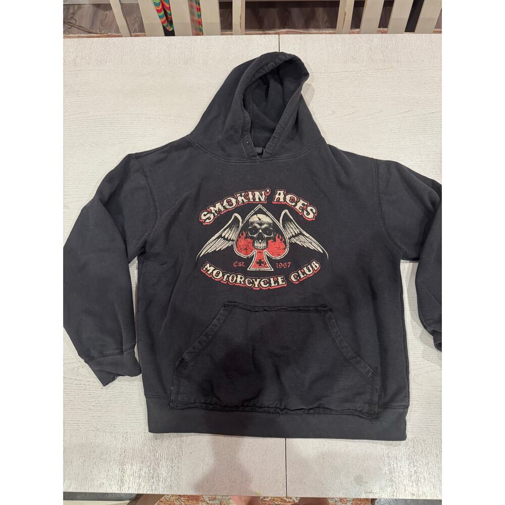 Smokin Aces Motorcycle Club Mens Hoodie Street Wear Bikercore Biker Grunge